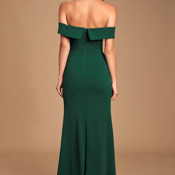 Lulus Song of Love Hunter Green Off-the-Shoulder Maxi Dress - Picture 4 of 8
